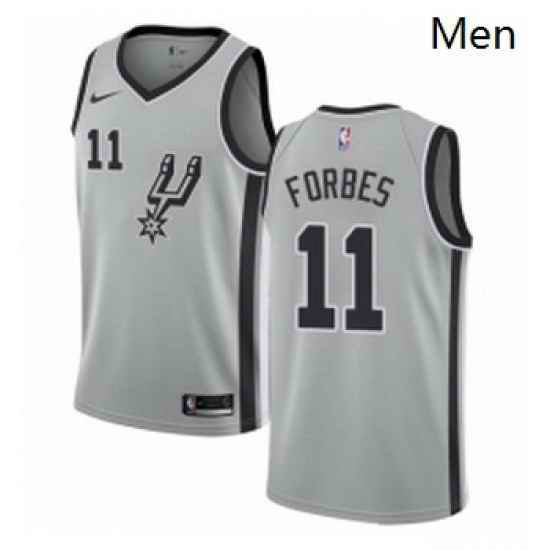 Mens Nike San Antonio Spurs 11 Bryn Forbes Swingman Silver NBA Jersey Statement Edition